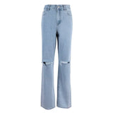 Jenas casual strappati con gamba larga da donna - Jeans donna ATREND