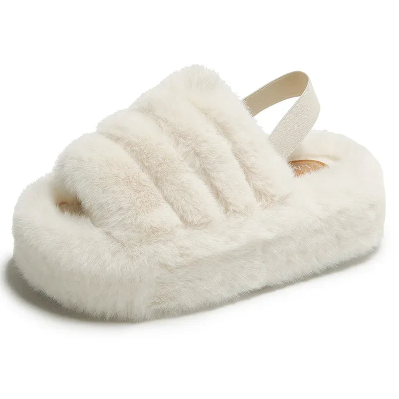 Women's Elastic Strap Fur Slippers
