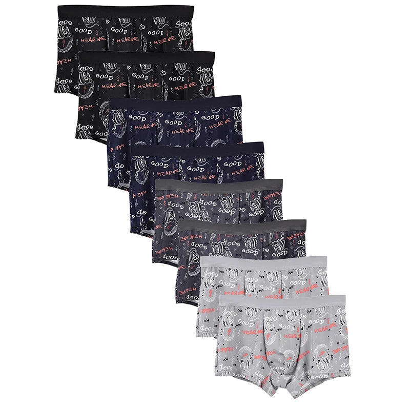 Boxer casual 8 pezzi con fascia elastica e stampa grafica da uomo - Boxer uomo ATREND