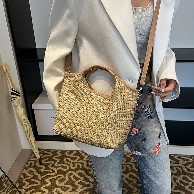 Borsa a mano con bordo a contrasto e cinturino regolabile da donna - Borsa a mano ATREND