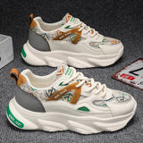 Sneakers chunky casual in pelle microfibra traspirante da uomo