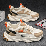 Sneakers chunky casual in pelle microfibra traspirante da uomo