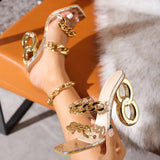 Sandali con doppia fascia e tacco a catena da donna - Sandali donna ATREND