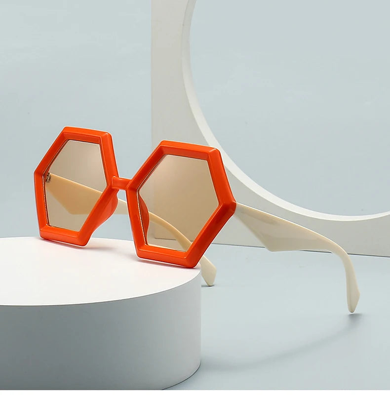 Occhiali da sole geometrici bicolor con lenti chiare unisex - Occhiali da sole unisex ATREND