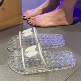 Transparent slippers with bow for women