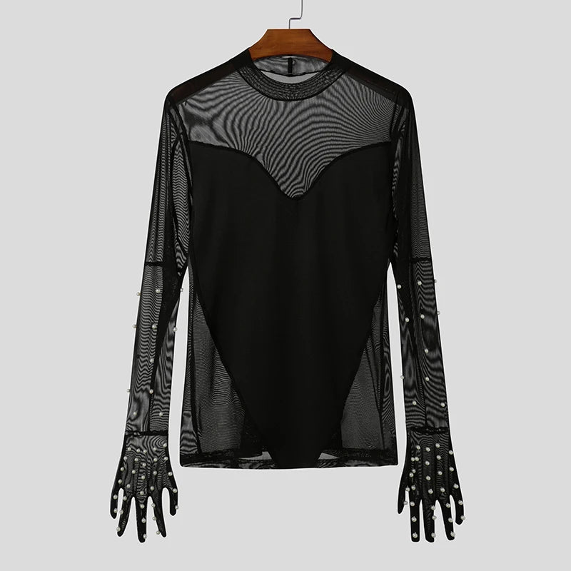 T-shirt patchwork con brillantini e guanti incorporati da uomo - T-shirt uomo ATREND