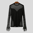 T-shirt patchwork con brillantini e guanti incorporati da uomo - T-shirt uomo ATREND