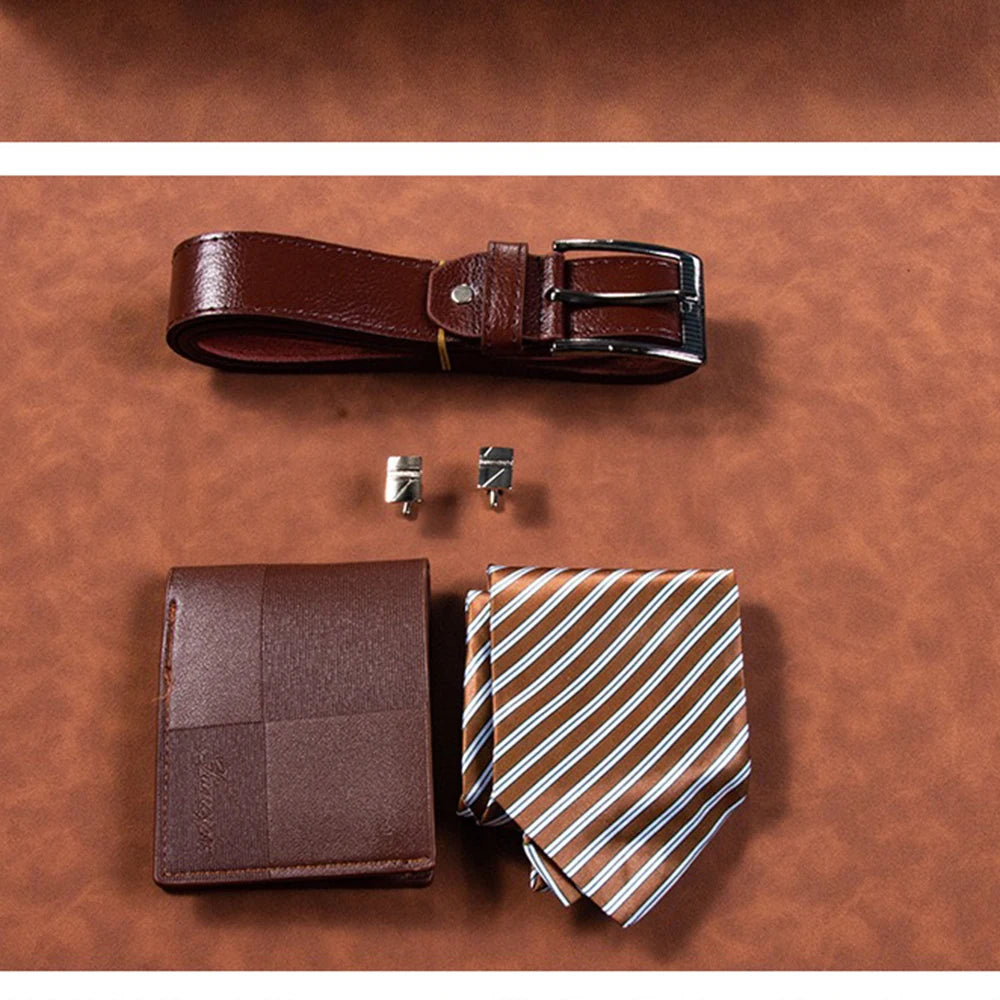 Set idea regalo con cintura portafoglio gravatta e gemelli da uomo - Idea regalo uomo ATREND