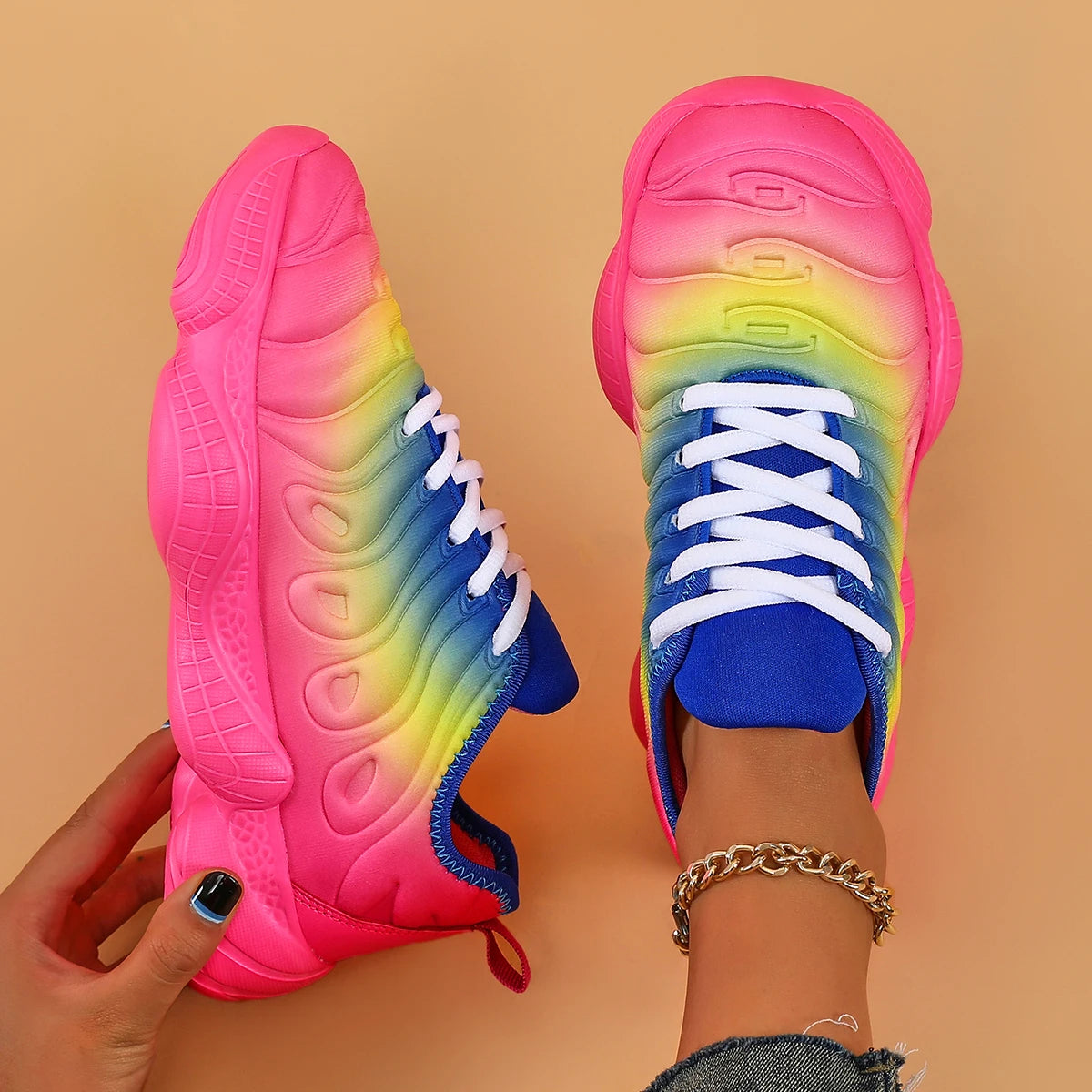 Sneakers casual multicolor con lacci da donna - Sneakers donna ATREND