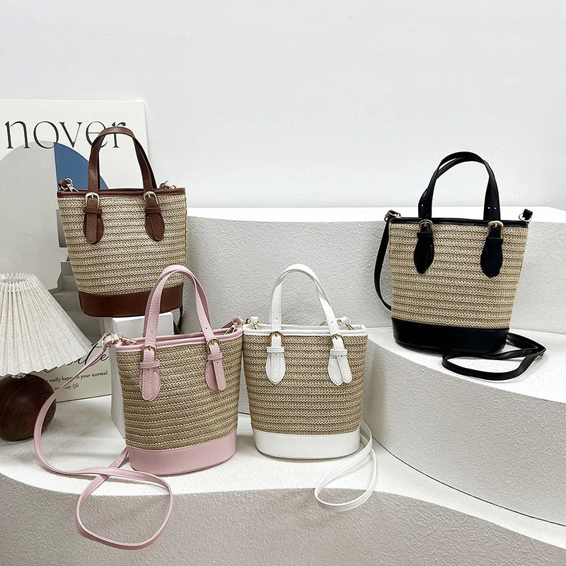 Borsa a mano casual con bordo a contrasto in pelle PU e cinturino regolabile da donna - Borsa a mano ATREND
