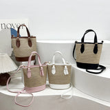 Borsa a mano casual con bordo a contrasto in pelle PU e cinturino regolabile da donna - Borsa a mano ATREND