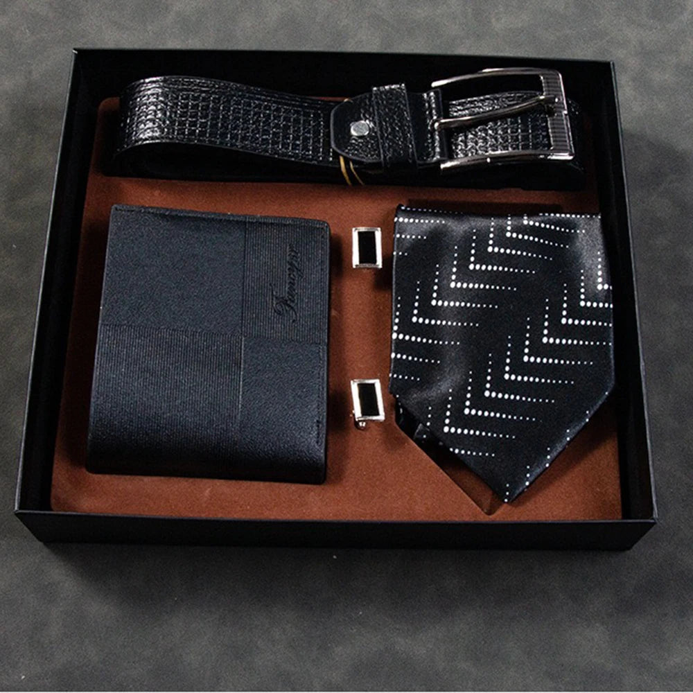 Set idea regalo con cintura portafoglio gravatta e gemelli da uomo - Idea regalo uomo ATREND