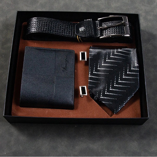 Set idea regalo con cintura portafoglio gravatta e gemelli da uomo - Idea regalo uomo ATREND
