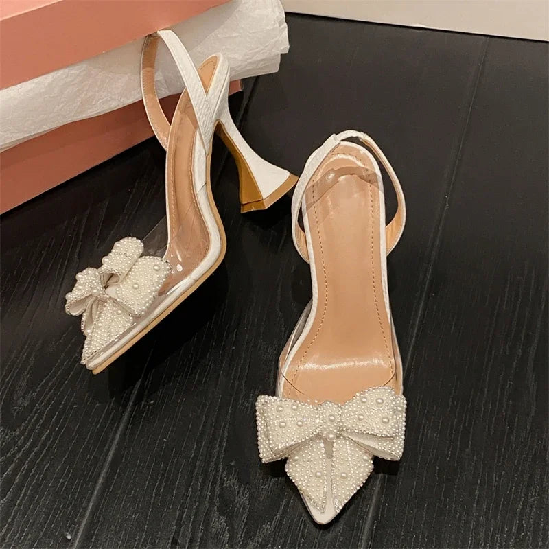 Sandali casual con fascia trasparente e fiocco da donna - Sandali donna ATREND