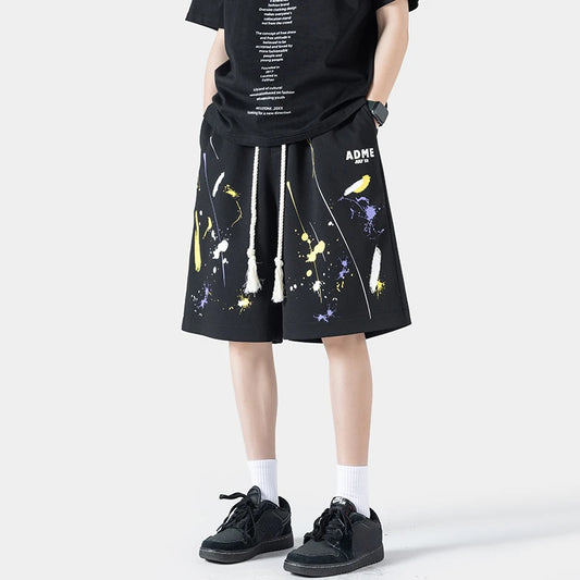 Pantaloncini casual con stampa grafica fascia elastica e lacci da uomo - Pantaloncini uomo ATREND