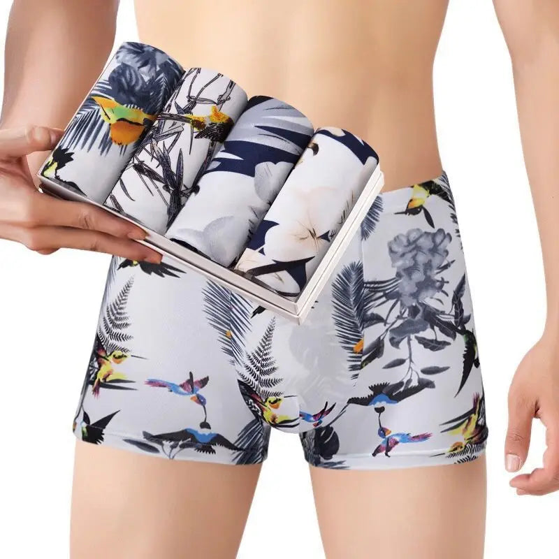 Boxer casual 4 pezzi traspiranti con stampa grafica da uomo - Boxer uomo ATREND