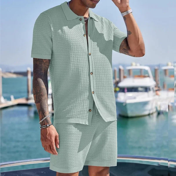 Set coordinato scozzese camicia maniche corte e pantaloncini da uomo