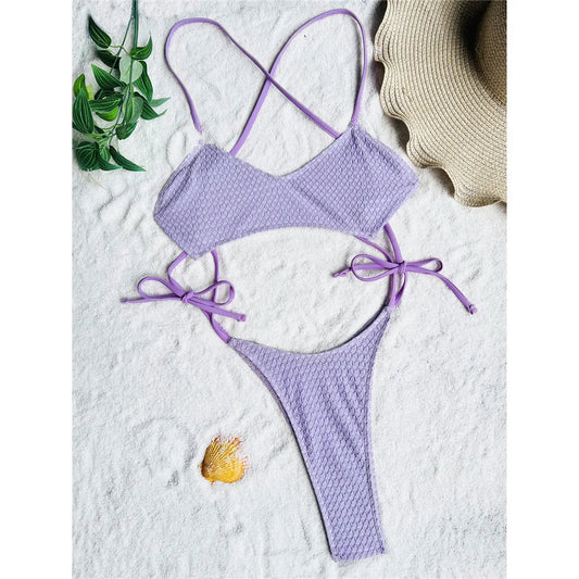 Bikini intero scavato con lacci laterali da donna