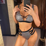 Bikini 2 pezzi reggiseno e mutande con brillantini da donna - Costume donna ATREND