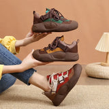 Sneakers casual retrò patchwork con lacci da donna - Sneakers donna ATREND