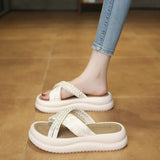 Ciabatte con fascia intrecciata con perle da donna - Ciabatte donna ATREND