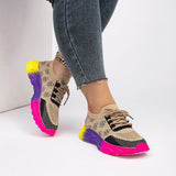Sneakers casual in cotone con para multicolor con lacci da donna - Sneakers donna ATREND