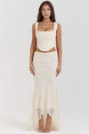 Set coordinato top e gonna lunga in pizzo da donna