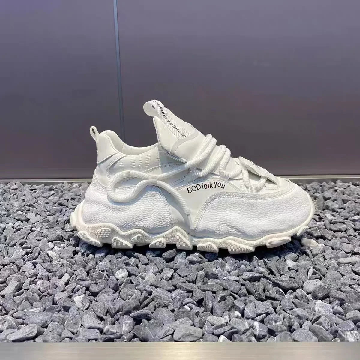 Sneakers chunky casual con suola morbida in pelle PU da uomo