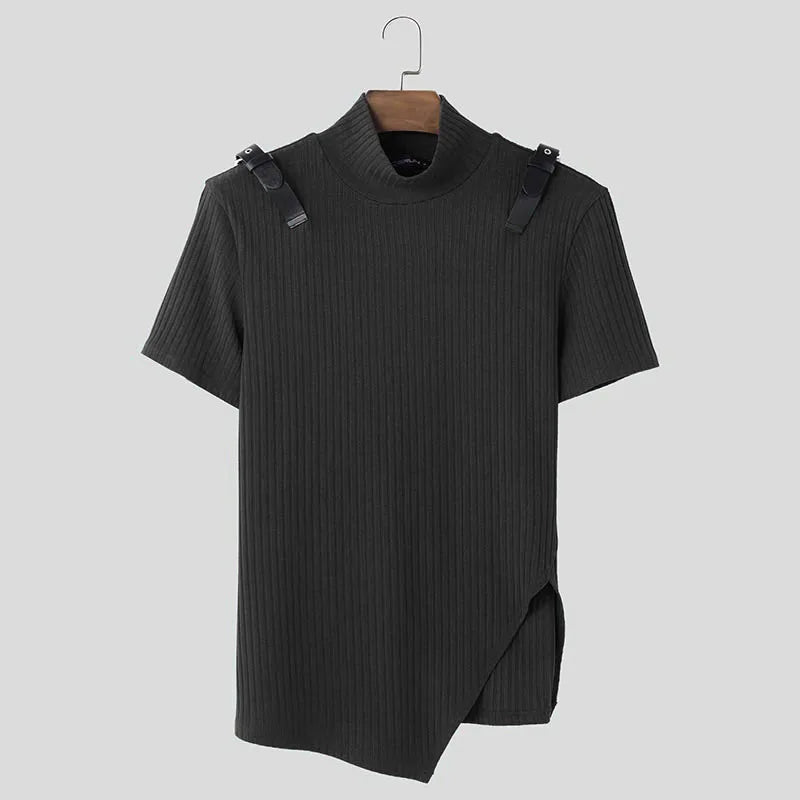 T-shirt casual geometrica con fibbie da uomo - T-shirt uomo ATREND