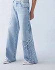 New Fashion Streetwear Bow Embroidered Baggy Jeans Women Y2K Harajuku Gothic High Waist Loose Pants Casual Popular Vintage