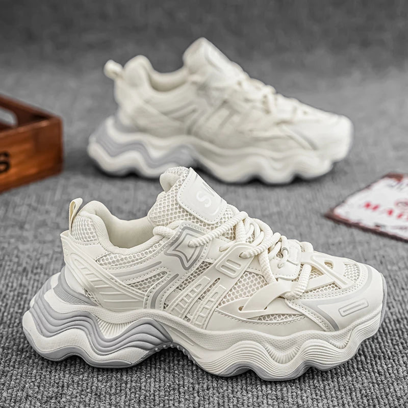 Sneakers casual in pelle mesh traspirante da uomo