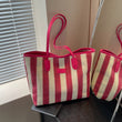 Borsa a spalla a righe in cotone da donna - Borsa a spalla ATREND