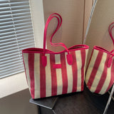 Borsa a spalla a righe in cotone da donna - Borsa a spalla ATREND