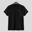 T-shirt casual con cerniera laterale a mezze maniche da uomo - T-shirt uomo ATREND