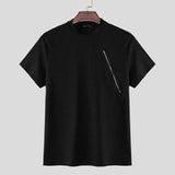 T-shirt casual con cerniera laterale a mezze maniche da uomo - T-shirt uomo ATREND