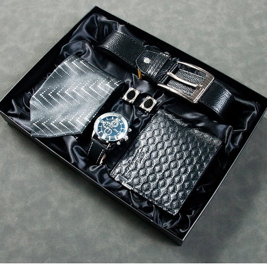 Set idea regalo con cintura cravatta orologio portafoglio e un paio di gemelli da uomo - Idea regalo uomo ATREND