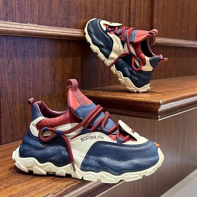 Sneaker chunkly in pelle microfibra da donna