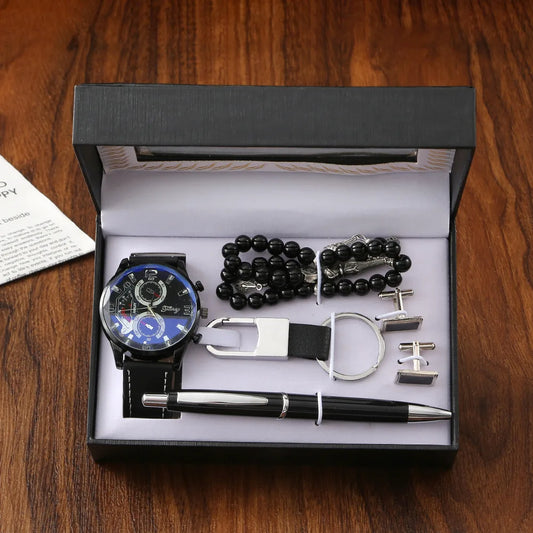 Set idea regalo con orlogio collana portachiavi penna e gemelli da uomo - Idea regalo uomo ATREND