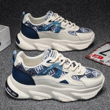 Sneakers chunky casual in pelle microfibra traspirante da uomo