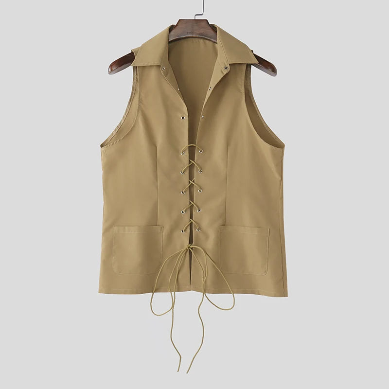 Gilet casual con chiusura a lacci da uomo - Gilet uomo ATREND