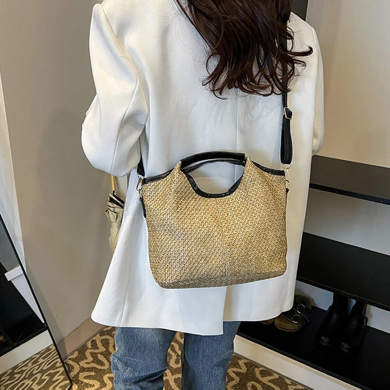 Borsa a mano con bordo a contrasto e cinturino regolabile da donna - Borsa a mano ATREND