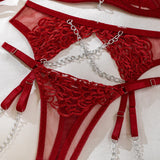 Women's Lingerie Bra Thong Garter Belt With Chain