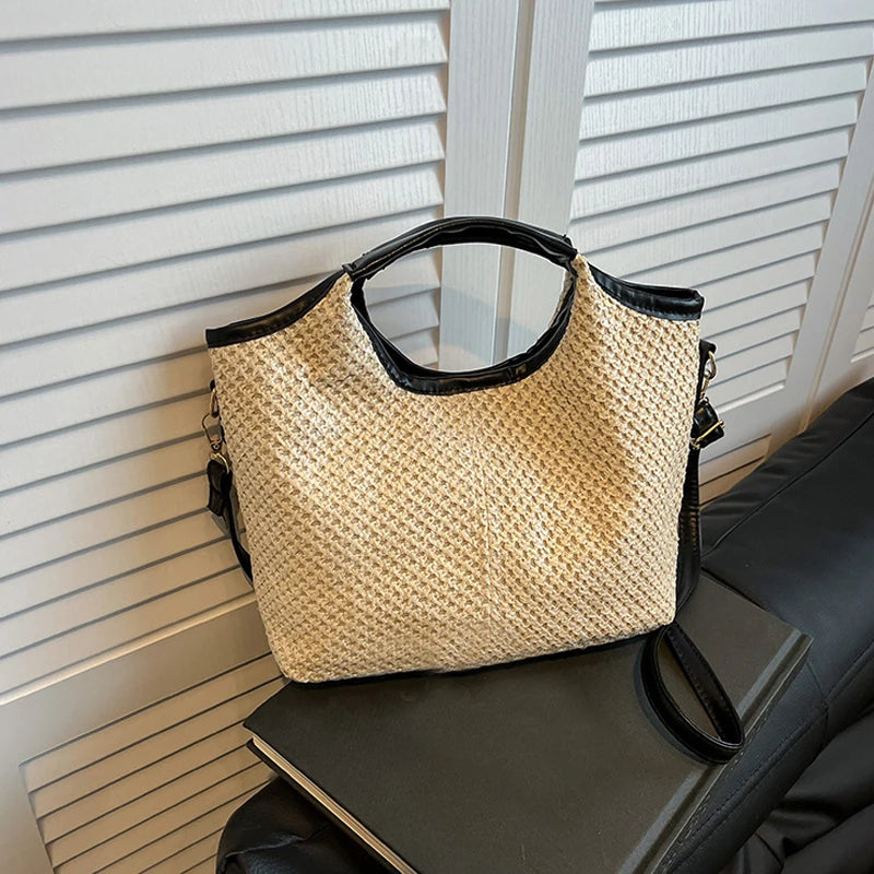 Borsa a mano con bordo a contrasto e cinturino regolabile da donna - Borsa a mano ATREND