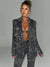 Set coordinato blazer e pantaloni brillantinati da donna
