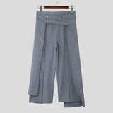 Pantaloni casual irregolari a fascia alta con bottoni da uomo - Pantaloni uomo ATREND