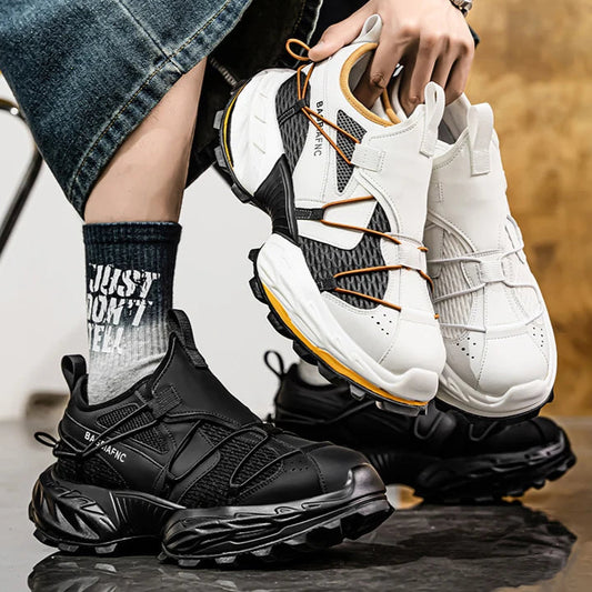 Sneakers chunky casual con suola morbida in pelle traspirante da uomo