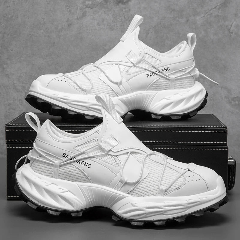 Sneakers chunky casual con suola morbida in pelle traspirante da uomo