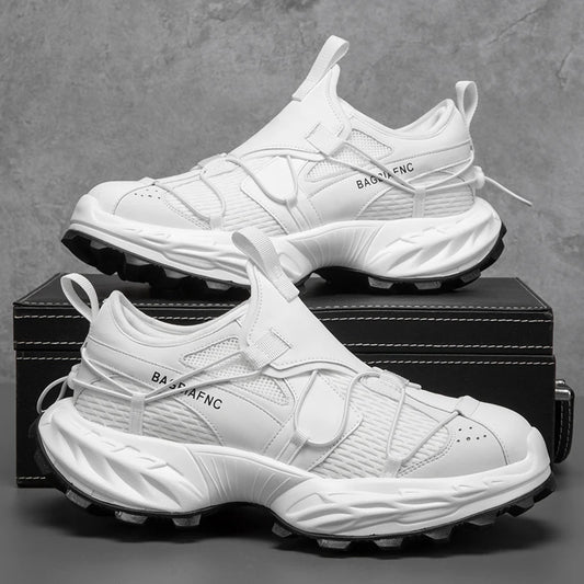 Sneakers chunky casual con suola morbida in pelle traspirante da uomo