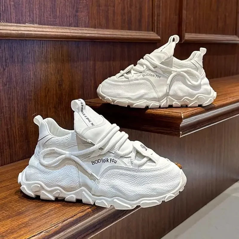 Sneaker chunkly in pelle microfibra da donna