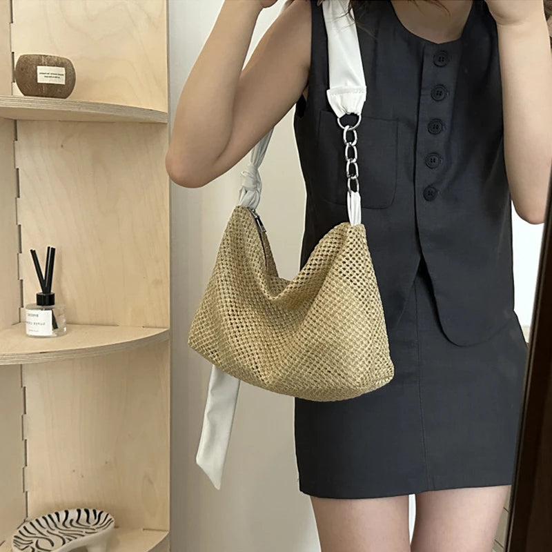 Borsa a tracolla casual con cinturino regolabile in pelle PU e catena da donna - Borsa a tracolla ATREND